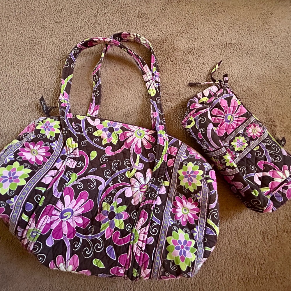 Vera Bradley Purple Punch Duffle and Toiletry Bags